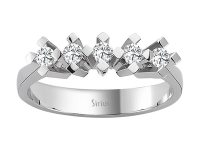 Weißgold Ring mit 5 laborgezüchteten Diamanten, 0,27 Karat