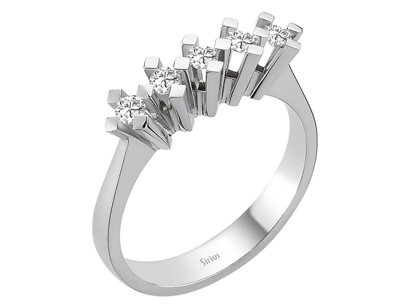 Bague en or blanc avec 5 diamants de laboratoire de 0,27 carat, 8 carats – Bijoux haut de gamme de Rosy Lab Diamonds