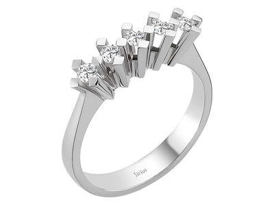 Weißgold Ring mit 5 laborgezüchteten Diamanten, 0,27 Karat