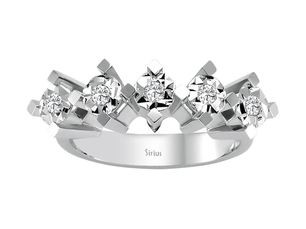 Weißgold-Ring mit 5 laborgezüchteten Diamanten 0,15 Karat, 8 Karat Gold - hochwertiger Schmuck von Rosy Lab Diamonds