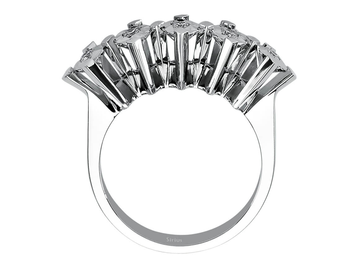 Weißgold-Ring mit 5 laborgezüchteten Diamanten im Rundschliff, 0,15 Karat