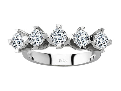 Fünfstein ring with lab-grown diamonds in white gold