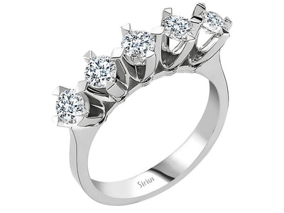 Fünfstein ring with lab-grown diamonds in white gold