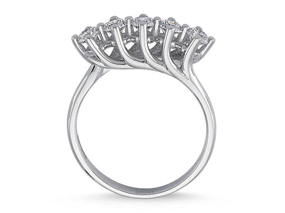 14K White Gold Ring with 5 Round Diamonds – Elegant 2.84 Carat Diamond Ring