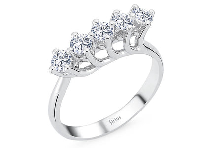 14K White Gold Ring with 5 Round Diamonds – Elegant 2.84 Carat Diamond Ring