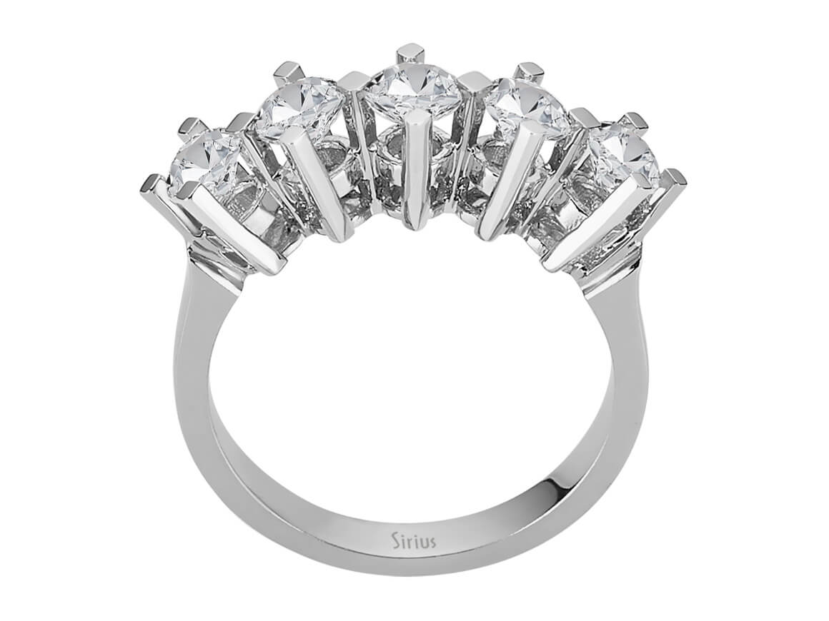 5-Stone Diamond Ring in 14K White Gold - 1.27 ct Lab-Grown Diamonds - high-quality Jewelry by Rosy Lab Diamonds