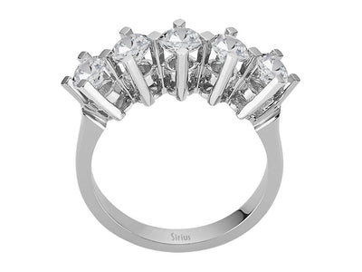 14K Weißgold Ring mit 5 Labor-Diamanten – 1.27 ct Gesamtgewicht