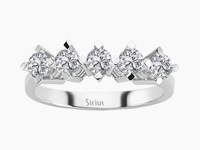 Diamantring mit 5 Steinen – 0,91 ct – 14K Weißgold – Modell 24R0061