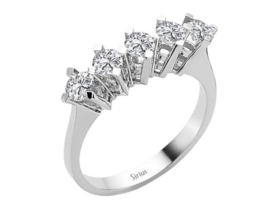 Diamantring mit 5 Steinen – 0,91 ct – 14K Weißgold – Modell 24R0061