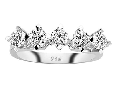 Diamantring mit 5 Steinen – 1,26 ct – 14K Weißgold – Modell 24R0062