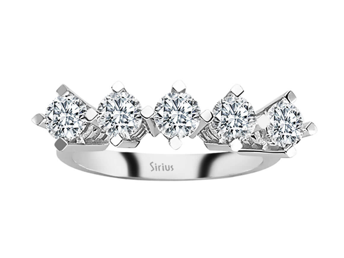 Bague en diamant avec 5 pierres – 1,55 ct – Or Blanc 14 K – modèle 24R0063 – Bijoux haut de gamme de Rosy Lab Diamonds