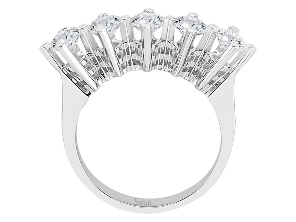 Bague en diamant avec 5 pierres – 1,55 ct – Or Blanc 14 K – modèle 24R0063 – Bijoux haut de gamme de Rosy Lab Diamonds