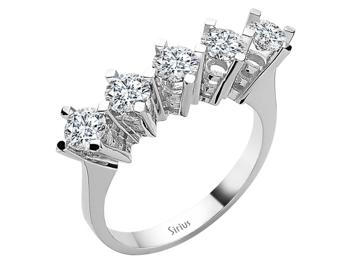 Bague en diamant avec 5 pierres – 1,55 ct – Or Blanc 14 K – modèle 24R0063 – Bijoux haut de gamme de Rosy Lab Diamonds