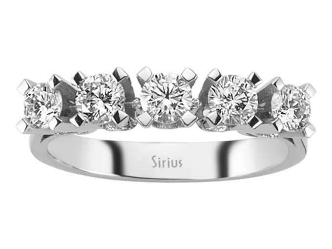 5-Stein-Ring 0,92 ct aus 14K Weißgold - Labordiamanten - hochwertiger Schmuck von Rosy Lab Diamonds