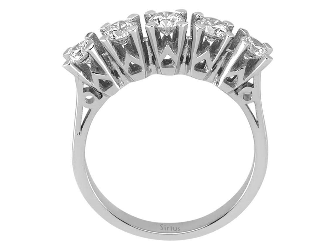 5-Stein-Ring 0,92 ct aus 14K Weißgold - Labordiamanten - hochwertiger Schmuck von Rosy Lab Diamonds