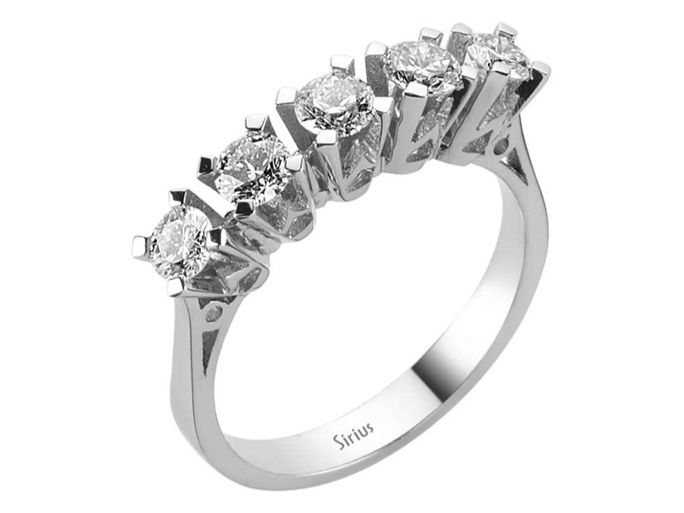 5-Stein-Ring 0,92 ct aus 14K Weißgold - Labordiamanten - hochwertiger Schmuck von Rosy Lab Diamonds