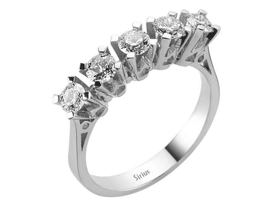 Eleganter 5-Stein-Ring mit 0,92 Karat Labordiamanten in 14K Weißgold