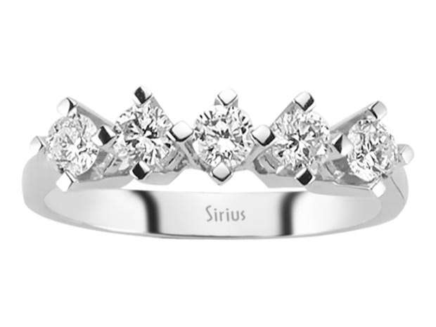 Eleganter 5-Stein-Ring mit 0,61 Karat Labordiamanten in 14K Weißgold
