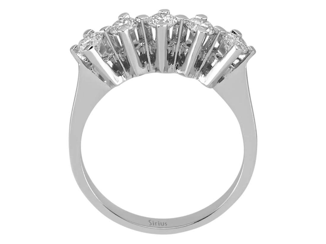 5 Taşlı Yüzük, 0,61 ct Laboratuvar Pırlantalı - 14 Ayar Beyaz Altın - Rosy Lab Diamonds’tan yüksek kaliteli Mücevher