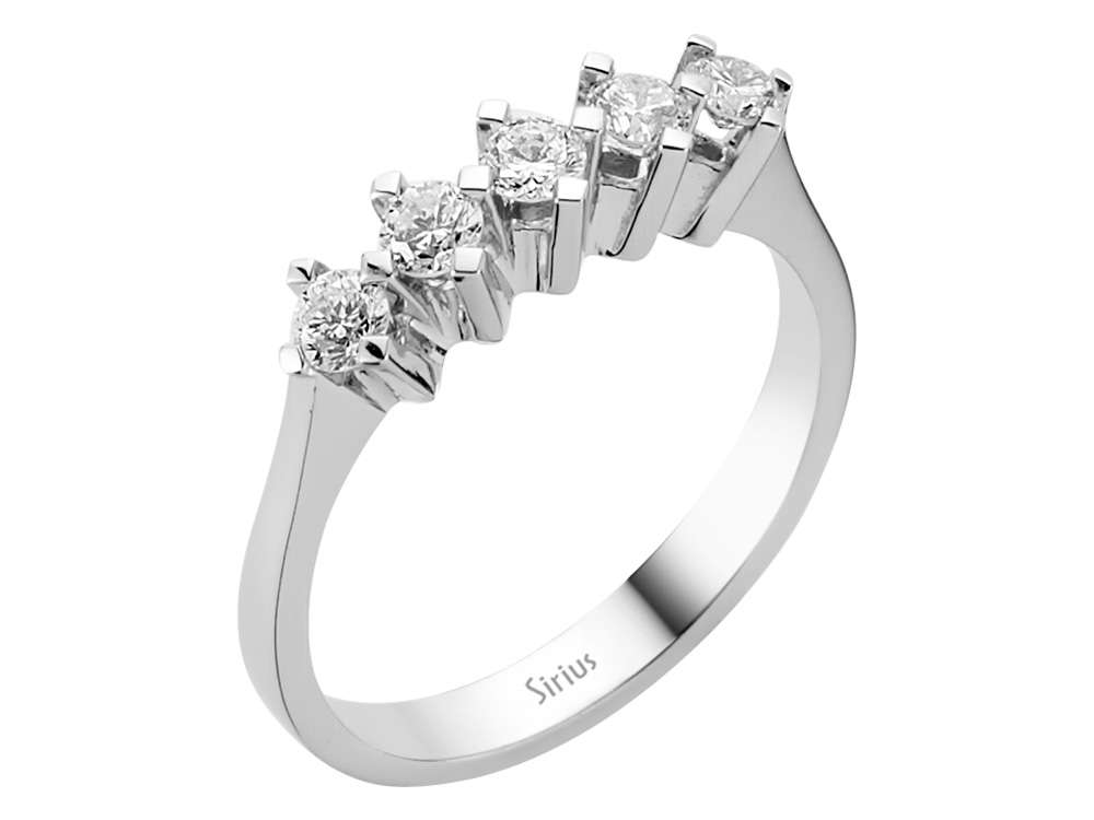 5 Taşlı Yüzük, 0,48 ct Laboratuvar Pırlantalı - 14 Ayar Beyaz Altın - Rosy Lab Diamonds’tan yüksek kaliteli Mücevher