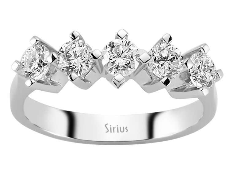 5 Taşlı Yüzük, 1,00 ct Laboratuvar Pırlantası - 14K Beyaz Altın - Rosy Lab Diamonds'tan yüksek kaliteli Mücevher