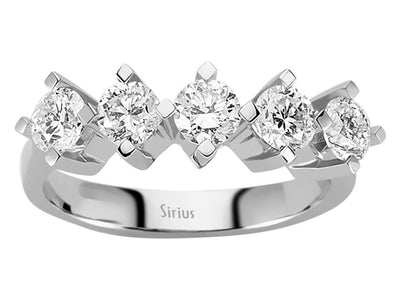 Fünfsteinring mit 1,48 ct Labordiamanten in 14K Weißgold