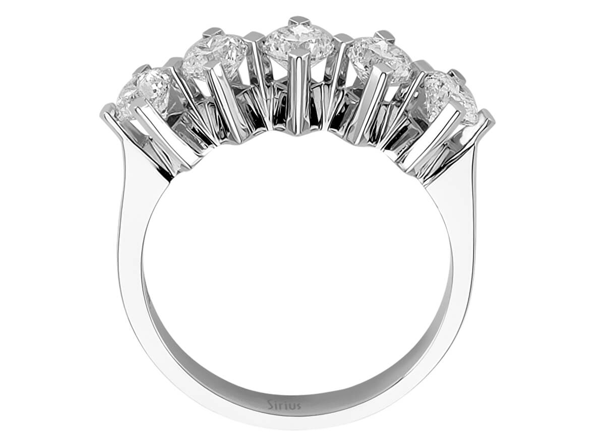 1,48 ct Laboratuvar Pırlantalı Beştaş Yüzük - 14K Beyaz Altın | Klasik ve Parlak - Rosy Lab Diamonds'tan kaliteli Mücevher