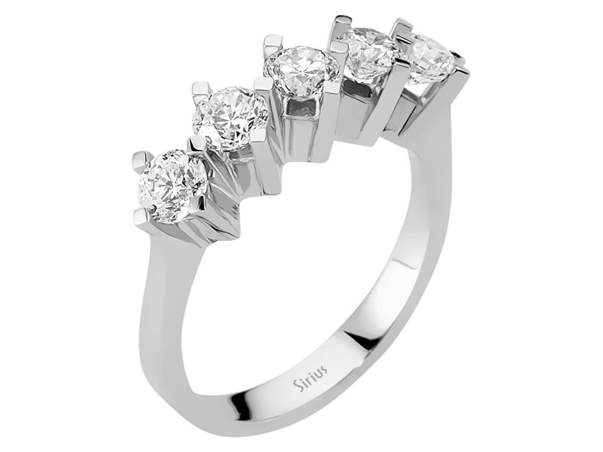 1,48 ct Laboratuvar Pırlantalı Beştaş Yüzük - 14K Beyaz Altın | Klasik ve Parlak - Rosy Lab Diamonds'tan kaliteli Mücevher