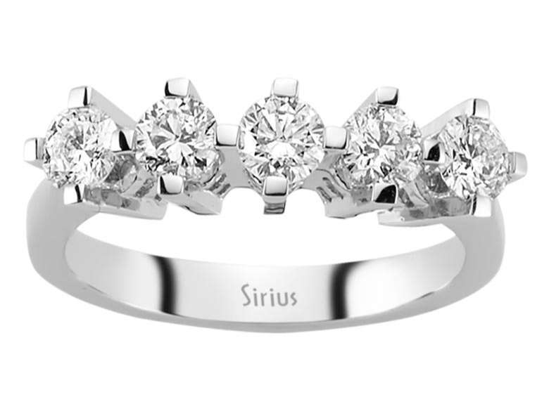 Bague à 5 pierres avec 0,94 ct de diamants de laboratoire – Or Blanc 14 K – Bijoux haut de gamme de Rosy Lab Diamonds