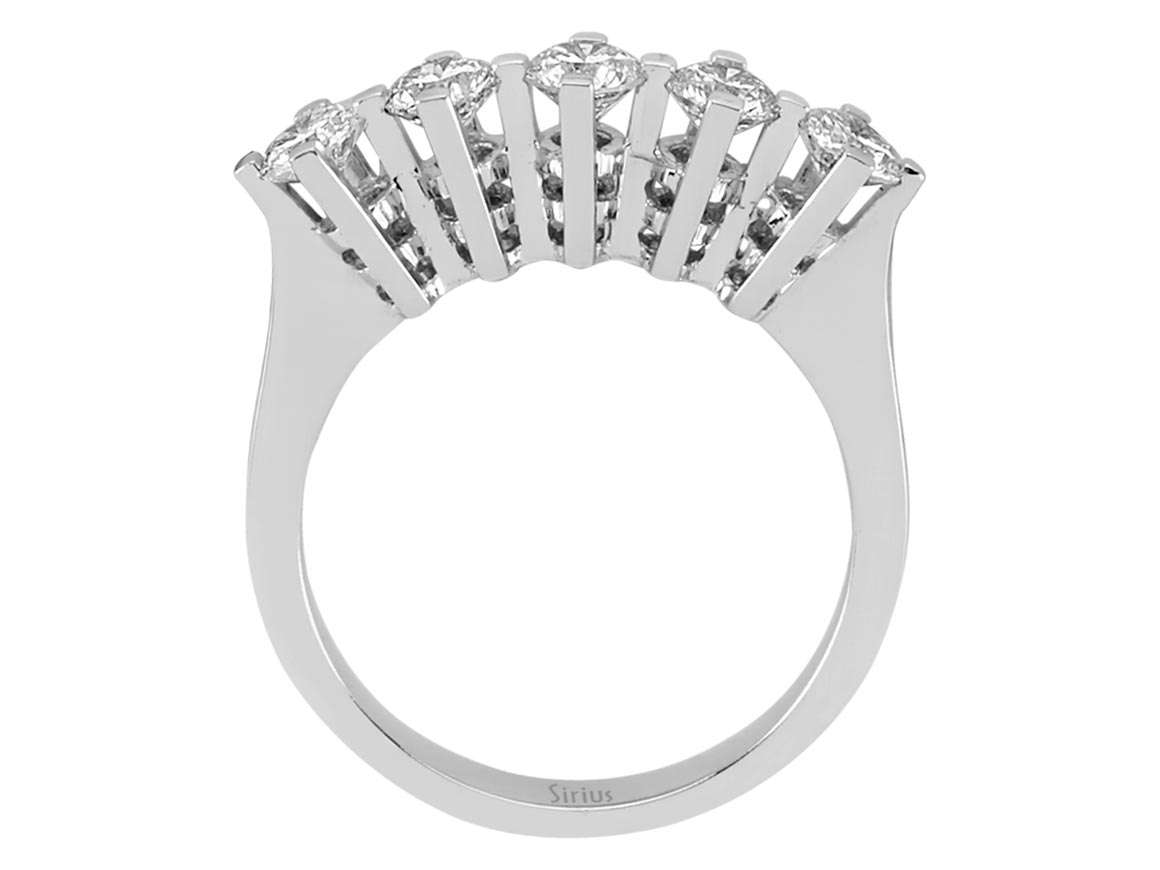 Bague à 5 pierres avec 0,94 ct de diamants de laboratoire – Or Blanc 14 K – Bijoux haut de gamme de Rosy Lab Diamonds