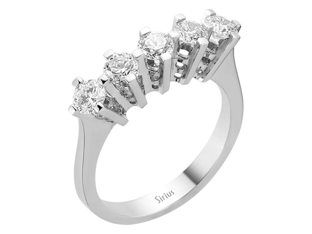 Bague à 5 pierres avec 0,94 ct de diamants de laboratoire – Or Blanc 14 K – Bijoux haut de gamme de Rosy Lab Diamonds