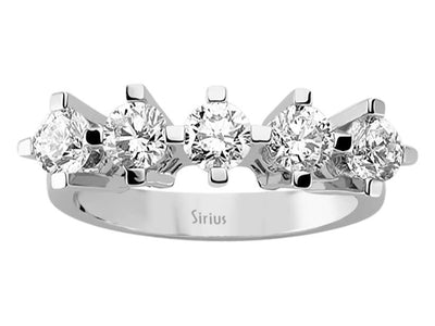 Fünfsteinring mit 1,42 ct Labordiamanten in 14K Weißgold – Klassik in Vollendung