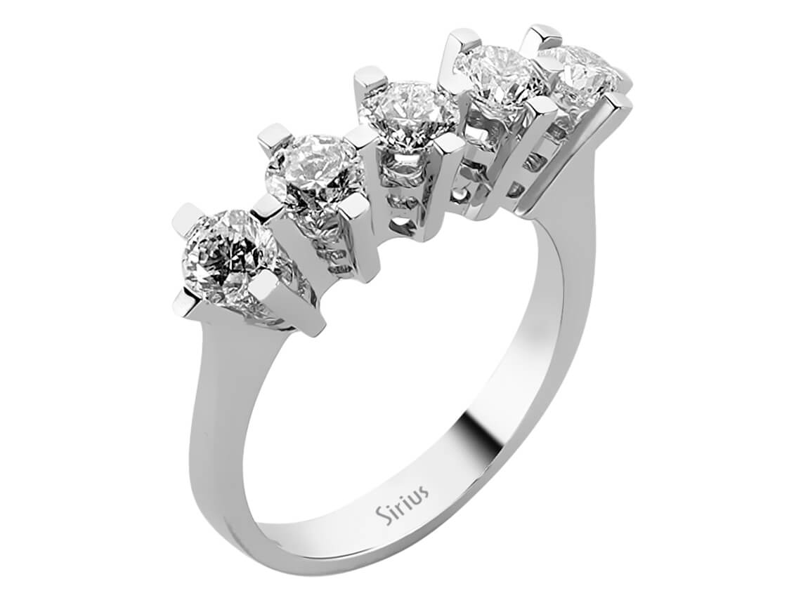 Fünfsteinring mit 1,42 ct Labordiamanten in 14K Weißgold – Klassik in Vollendung