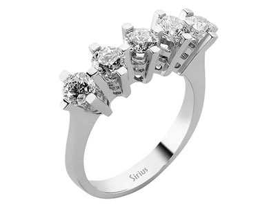 Fünfsteinring mit 1,42 ct Labordiamanten in 14K Weißgold – Klassik in Vollendung