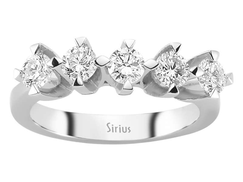 5-Stein-Ring mit 0,90 Karat Labordiamanten in 14K Weißgold
