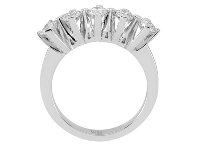 5-Stein-Ring mit 0,90 Karat Labordiamanten in 14K Weißgold