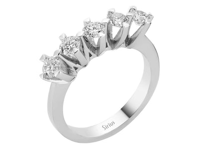 5-Stein-Ring mit 0,90 Karat Labordiamanten in 14K Weißgold