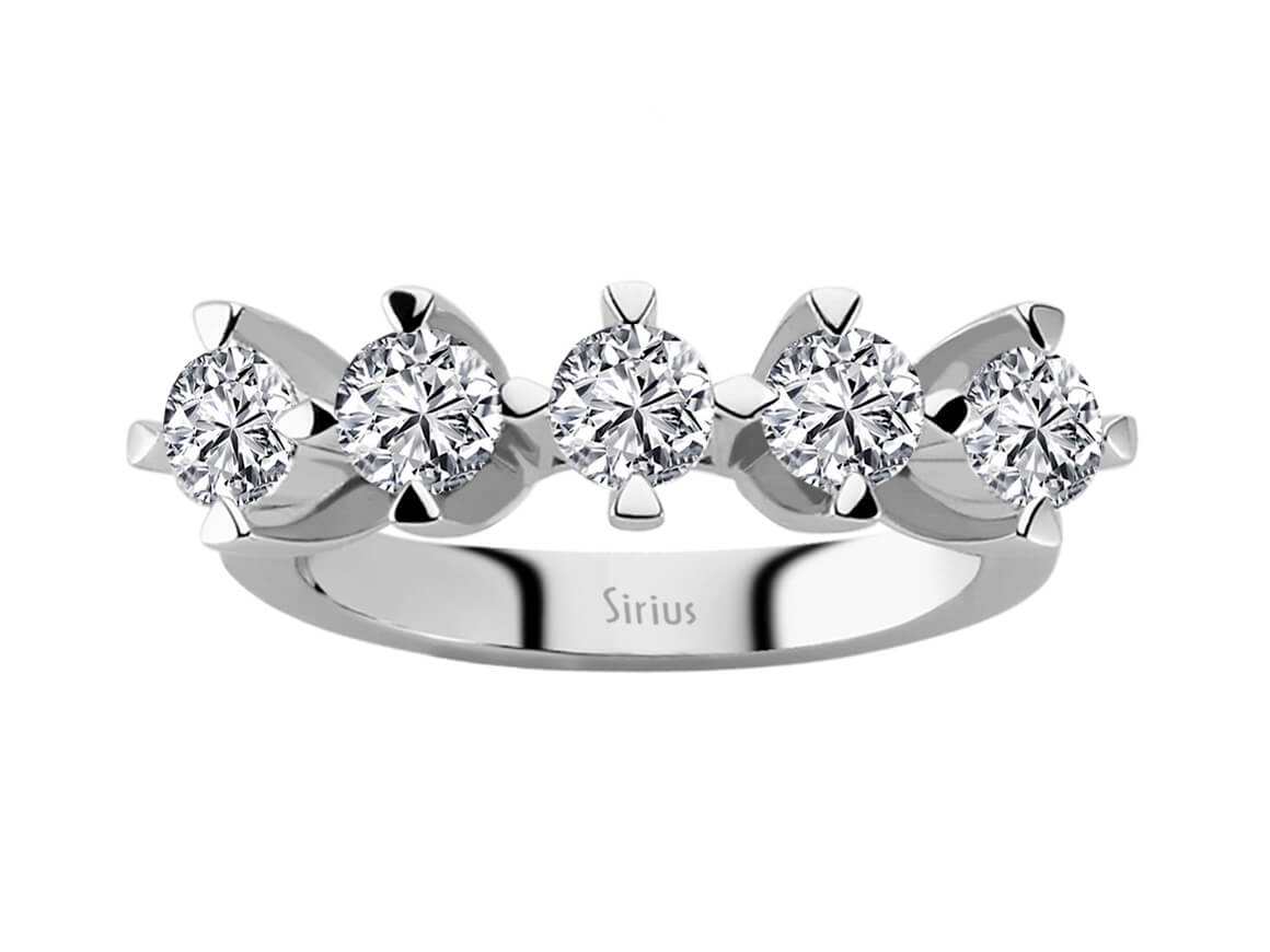 Fünfsteinring mit 1,44 ct Labordiamanten in 14K Weißgold – Strahlende Harmonie