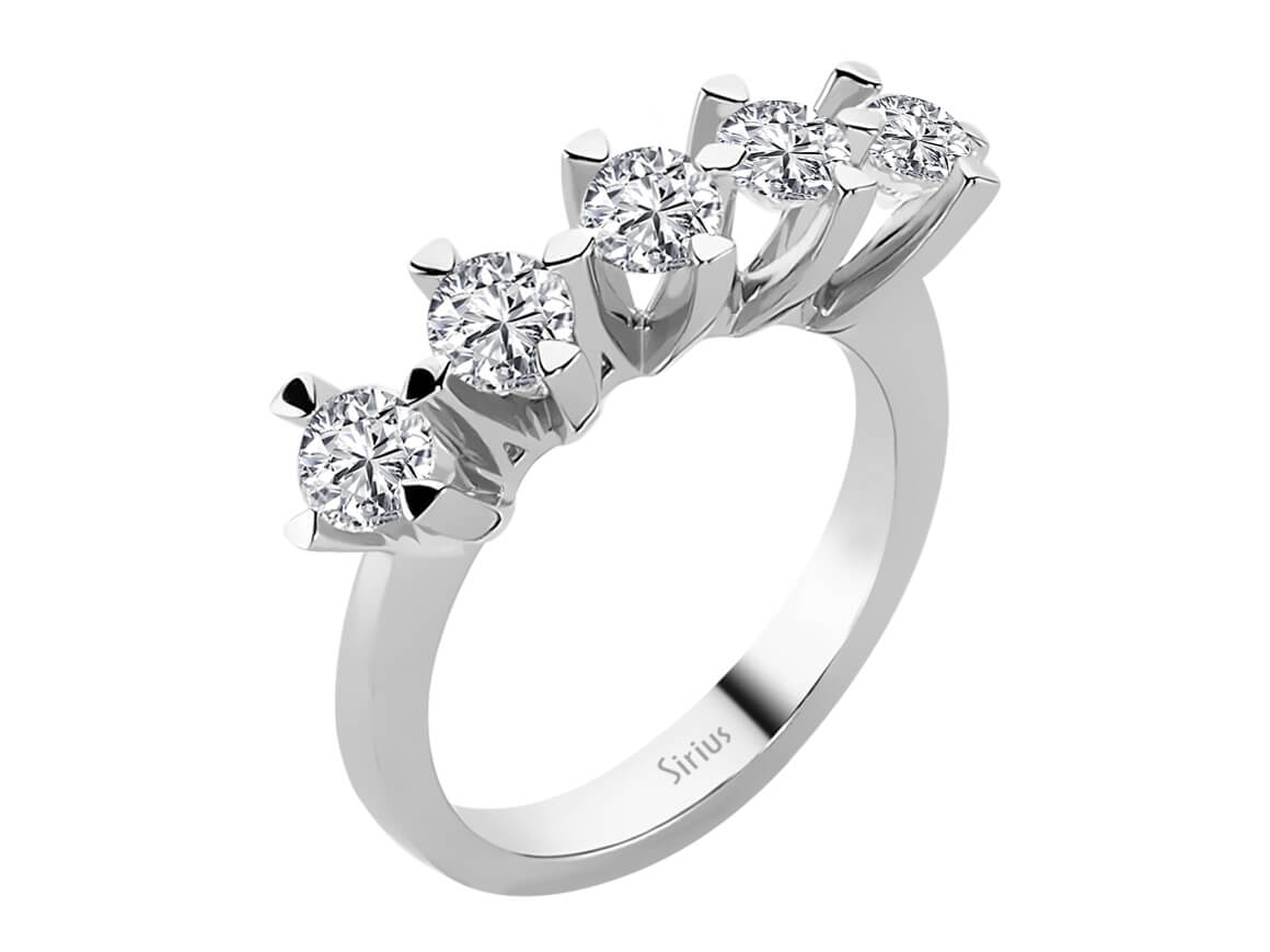 Fünfsteinring mit 1,44 ct Labordiamanten in 14K Weißgold – Strahlende Harmonie