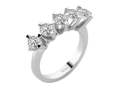 Fünfsteinring mit 1,44 ct Labordiamanten in 14K Weißgold – Strahlende Harmonie