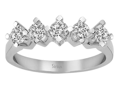 Eleganter Fünfstein-Diamantring mit 0,74 ct – 14K Weißgold