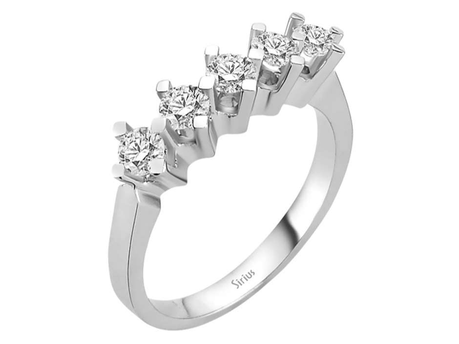 Five-stone diamond ring with 0.74 ct – 14K White Gold & lab-grown diamonds – high-quality Jewelry from Rosy Lab Diamonds