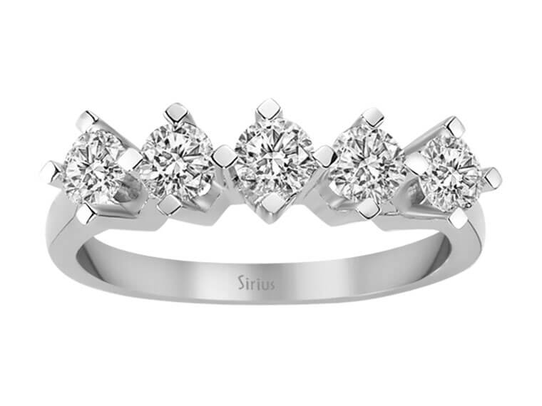 0,89 ct beştaş pırlanta yüzük - 14 ayar Beyaz Altın ve laboratuvar pırlantaları - Rosy Lab Diamonds’tan yüksek kaliteli Mücevher