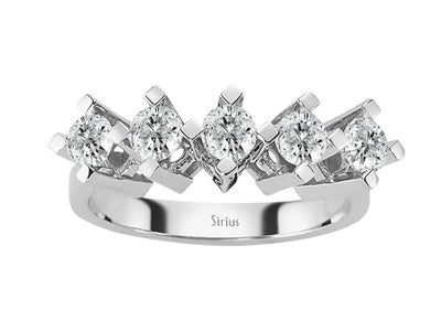 Exklusiver Fünfstein-Diamantring mit 0,95 ct – 14K Weißgold