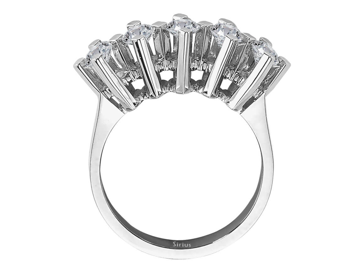 Exklusiver Fünfstein-Diamantring mit 0,95 ct – 14K Weißgold