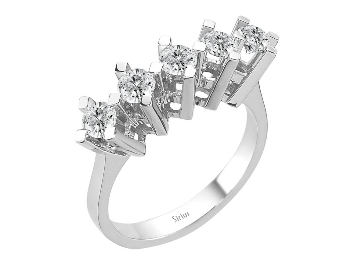 Exklusiver Fünfstein-Diamantring mit 0,95 ct – 14K Weißgold