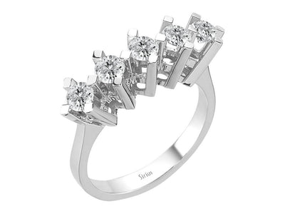 Exklusiver Fünfstein-Diamantring mit 0,95 ct – 14K Weißgold