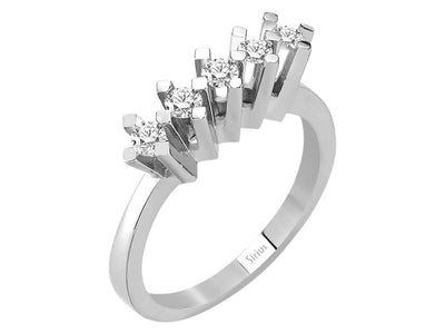 Klassischer 5-Stein Diamantring aus 14K Weißgold – 0,37 Karat
