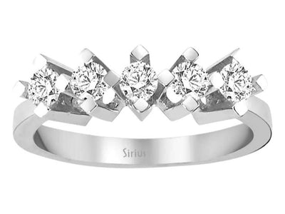 5-Stein Diamantring aus 14K Weißgold – Klassisch & Elegant