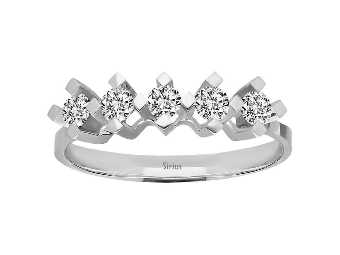 5-Stone Diamond Ring 0.50 ct - 14K White Gold | Classic & Elegant - high-quality Jewelry by Rosy Lab Diamonds